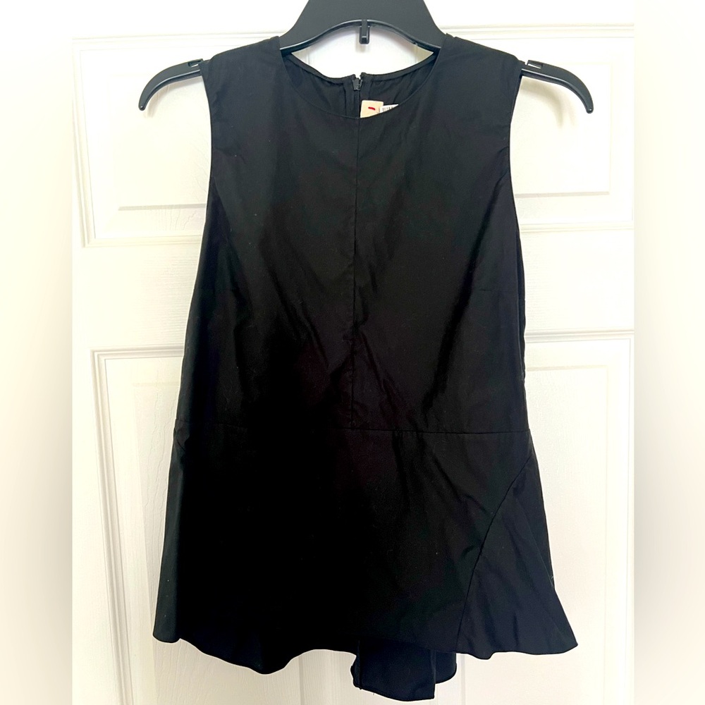 Marni sleeveless tailored black peplum top blouse zipper sz 38 2 cotton poplin